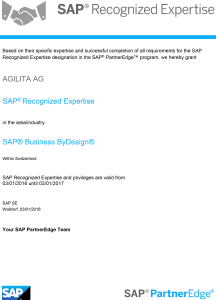 SAP Business ByDesign Zertifikat für recognized Expertise für das KMU-ERP aus der Cloud SAP Business ByDesign Zertifikat für recognized Expertise für das KMU-ERP aus der Cloud