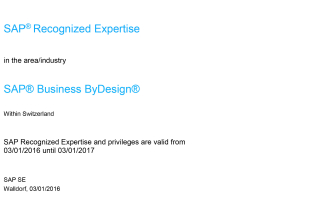SAP Business ByDesign Zertifikat für recognized Expertise für das KMU-ERP aus der Cloud