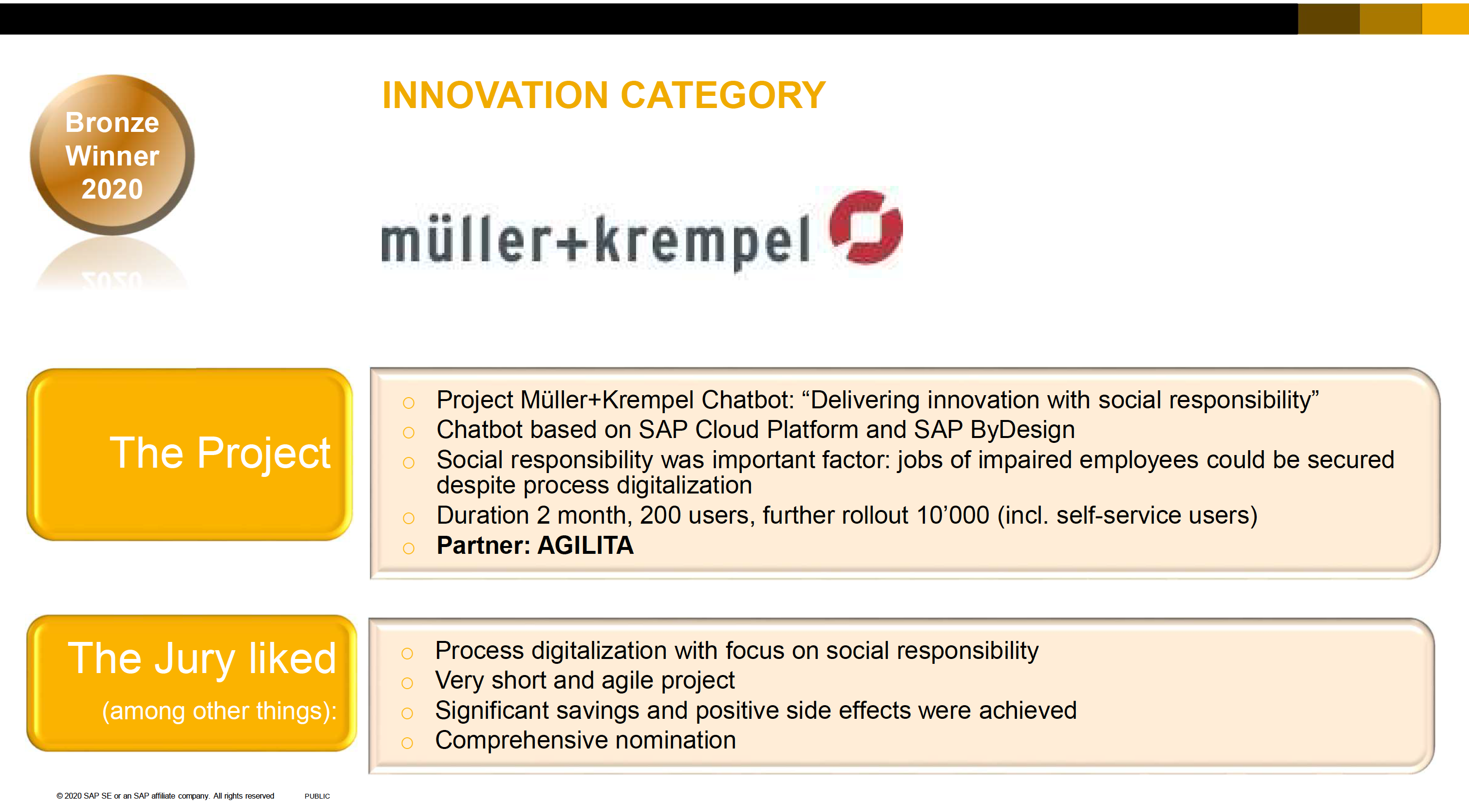 SAP Quality Awards AGILITA AG SAP Quality Awards AGILITA AG