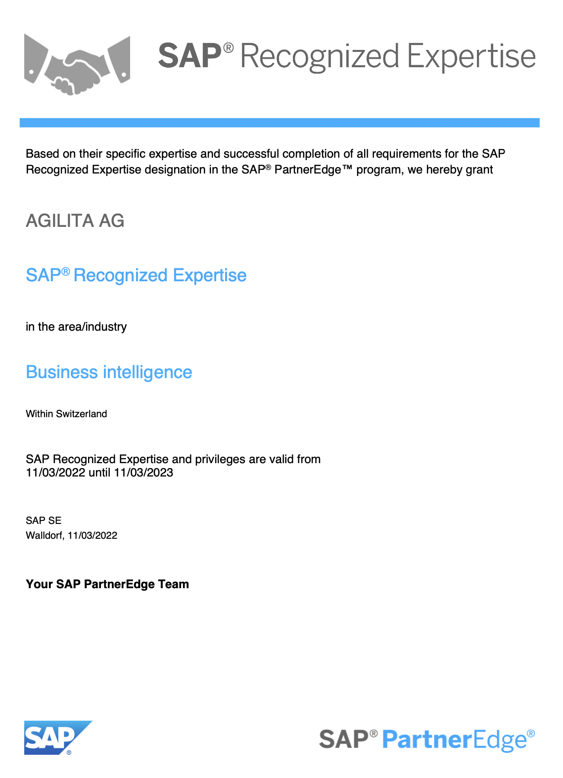 Zertifizierung von SAP Business Intelligence REX Zertifizierung von SAP Business Intelligence REX